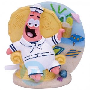 Adorno De Resina Patricio Sentado En Su Sillon Penn Plax Aiken Acuario Lomas De Zamora