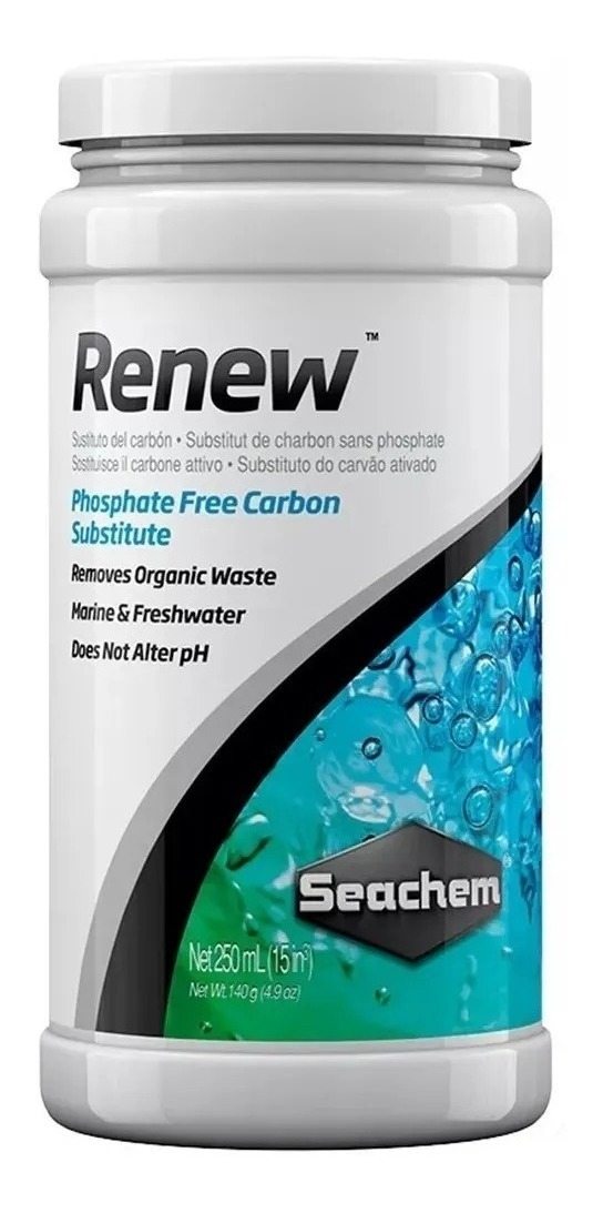 Seachem Renew 250 Ml Reemplaza A Las Golosinas De Carbón Activado De 160 Litros