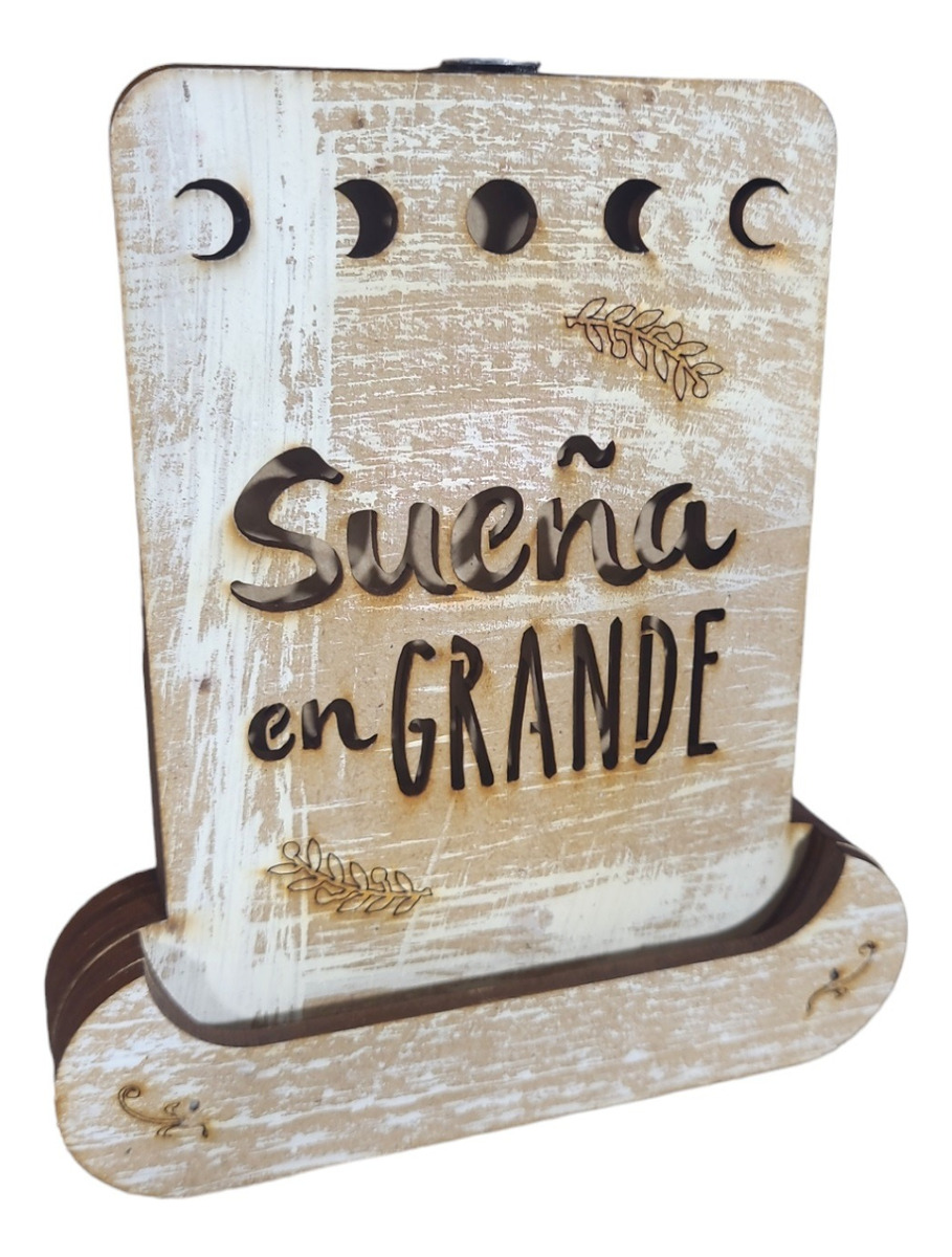 Fuente Cascada Humo De Madera Mdf Frases + 10 Conos